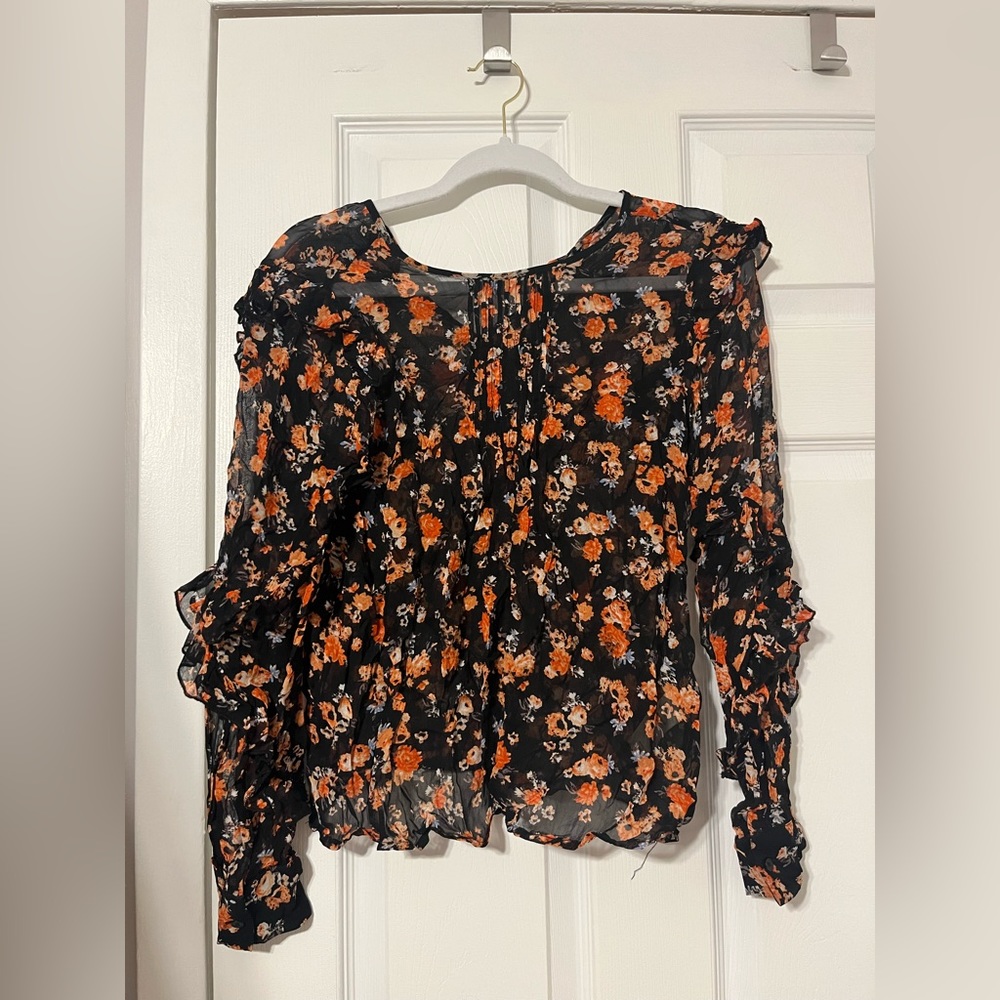 Lucky Brand Chiffon Floral Blouse